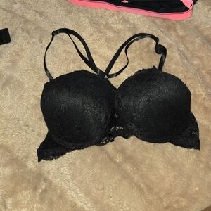 XOXO Black Lace Racer Back 34C Pushup Bra